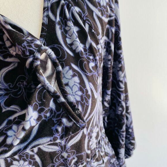 Soma Dress A Line 3/4 Sleeves Blue Drawstring Floral Causal Lounge Size Medium - Picture 6 of 8